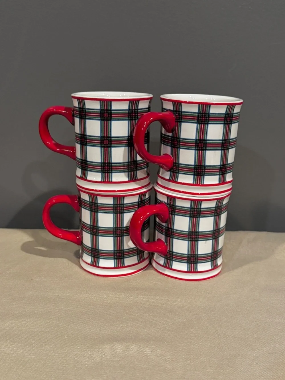 Sur La Table Plaid Mouse Mug Set of 4 Mugs New